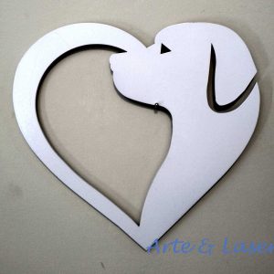 Placa Decorativa Cachorro Coração