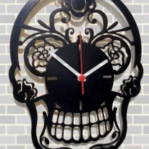 Relógio de Parede Mdf Caveira Mexicana