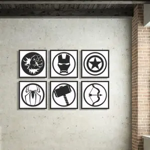 Jogo de Quadros decorativos Avengers