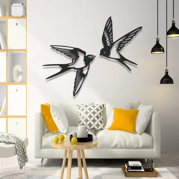 Placa Decorativa Andorinhas