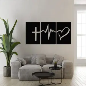 Quadro Decorativo Cruz e Coração