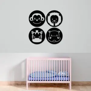 Quadro Infantil Zoo 4 peças