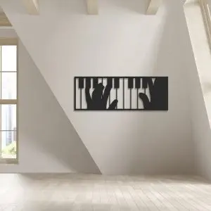 Placa Decorativa em Mdf Mão Tocando Piano - PL206