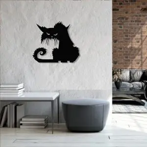 Placa Decorativa em Mdf Silueta Gato Bravo - PL214