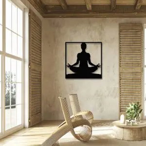 Quadro Decorativo em MDF Silhueta Posição de Yog...