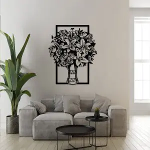 Quadro Decorativo em MDF Vaso de Flores