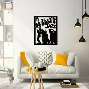 Quadro Decorativo em MDF Trio Tocando Jazz A
