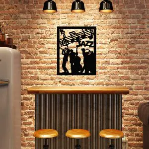 Quadro Decorativo em MDF Trio Tocando Jazz A