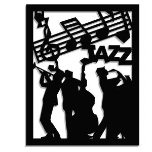 Quadro Decorativo em MDF Trio Tocando Jazz B