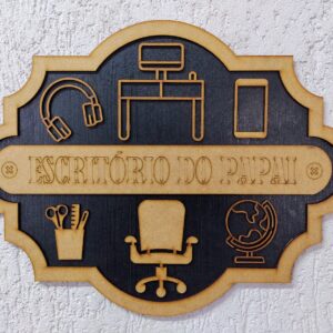 Placa Decorativa em Mdf Escritório do Papai